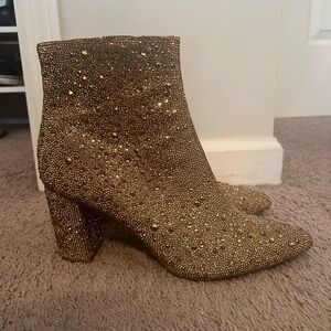 Betsey Johnson CADY Gold Zip-Up Booties Size 10